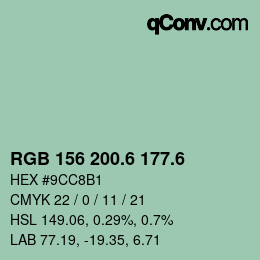 カラーコード: RGB 156 200.6 177.6 | qconv.com