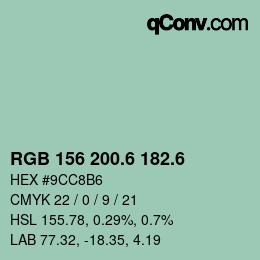 カラーコード: RGB 156 200.6 182.6 | qconv.com