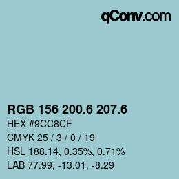 カラーコード: RGB 156 200.6 207.6 | qconv.com