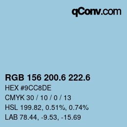 カラーコード: RGB 156 200.6 222.6 | qconv.com