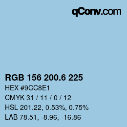 カラーコード: RGB 156 200.6 225 | qconv.com