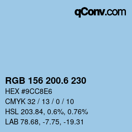 カラーコード: RGB 156 200.6 230 | qconv.com