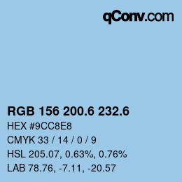 カラーコード: RGB 156 200.6 232.6 | qconv.com