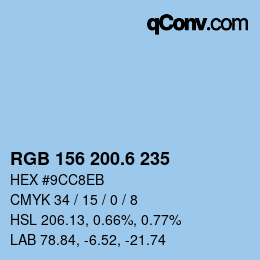 カラーコード: RGB 156 200.6 235 | qconv.com
