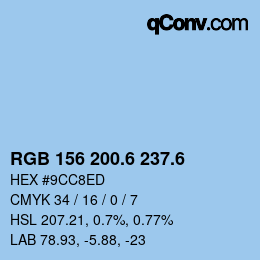カラーコード: RGB 156 200.6 237.6 | qconv.com