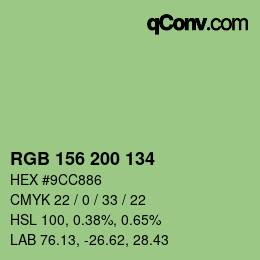 颜色代码: RGB 156 200 134 | qconv.com