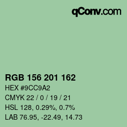 颜色代码: RGB 156 201 162 | qconv.com