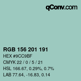 Farbcode: RGB 156 201 191 | qconv.com