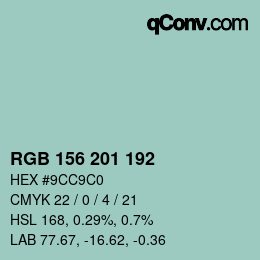 Código de color: RGB 156 201 192 | qconv.com
