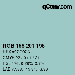 Color code: RGB 156 201 198 | qconv.com