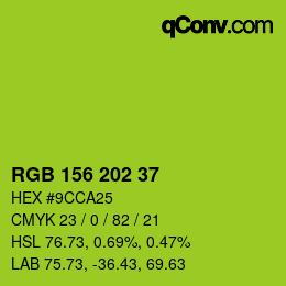 カラーコード: RGB 156 202 37 | qconv.com