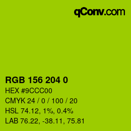 Color code: RGB 156 204 0 | qconv.com
