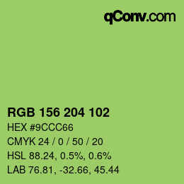 Color code: RGB 156 204 102 | qconv.com