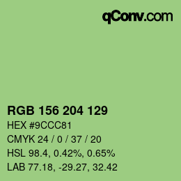 颜色代码: RGB 156 204 129 | qconv.com