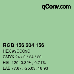 Color code: RGB 156 204 156 | qconv.com