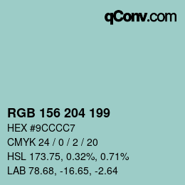 Color code: RGB 156 204 199 | qconv.com