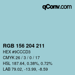 カラーコード: RGB 156 204 211 | qconv.com