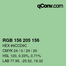 カラーコード: RGB 156 205 156 | qconv.com