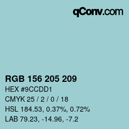 Color code: RGB 156 205 209 | qconv.com