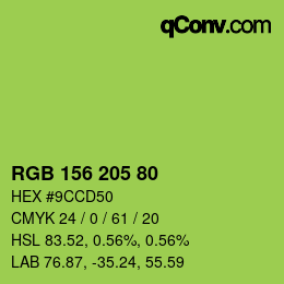 カラーコード: RGB 156 205 80 | qconv.com