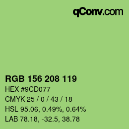 颜色代码: RGB 156 208 119 | qconv.com