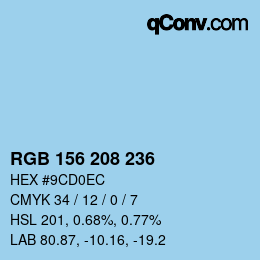 カラーコード: RGB 156 208 236 | qconv.com