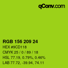 カラーコード: RGB 156 209 24 | qconv.com