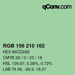 Color code: RGB 156 210 162 | qconv.com