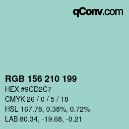 Color code: RGB 156 210 199 | qconv.com