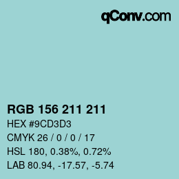 Código de color: RGB 156 211 211 | qconv.com