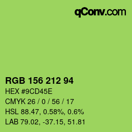 颜色代码: RGB 156 212 94 | qconv.com