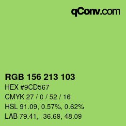 Color code: RGB 156 213 103 | qconv.com