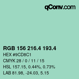 カラーコード: RGB 156 216.4 193.4 | qconv.com