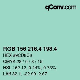 カラーコード: RGB 156 216.4 198.4 | qconv.com