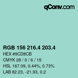 カラーコード: RGB 156 216.4 203.4 | qconv.com