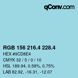 カラーコード: RGB 156 216.4 228.4 | qconv.com