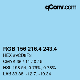 カラーコード: RGB 156 216.4 243.4 | qconv.com