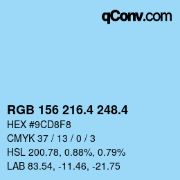 カラーコード: RGB 156 216.4 248.4 | qconv.com