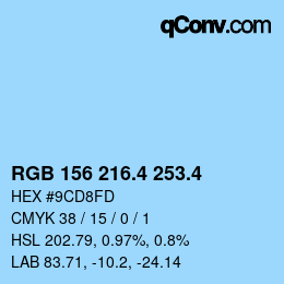カラーコード: RGB 156 216.4 253.4 | qconv.com
