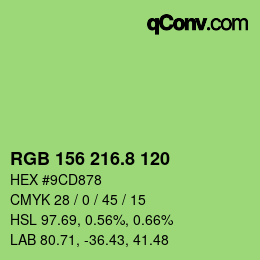 カラーコード: RGB 156 216.8 120 | qconv.com