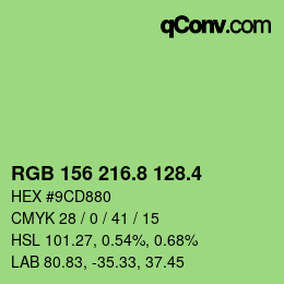 カラーコード: RGB 156 216.8 128.4 | qconv.com