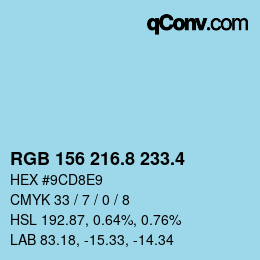 カラーコード: RGB 156 216.8 233.4 | qconv.com