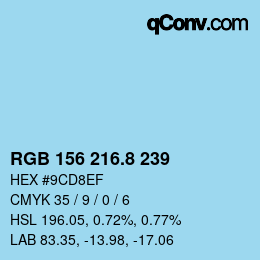 カラーコード: RGB 156 216.8 239 | qconv.com