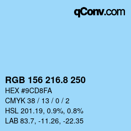Color code: RGB 156 216.8 250 | qconv.com