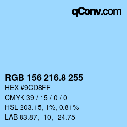 Color code: RGB 156 216.8 255 | qconv.com