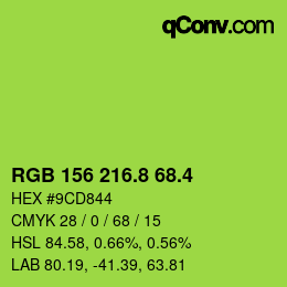 カラーコード: RGB 156 216.8 68.4 | qconv.com