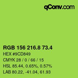 カラーコード: RGB 156 216.8 73.4 | qconv.com