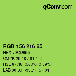 颜色代码: RGB 156 216 85 | qconv.com