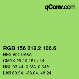 カラーコード: RGB 156 218.2 106.6 | qconv.com