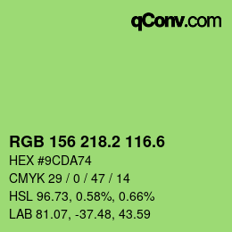 カラーコード: RGB 156 218.2 116.6 | qconv.com